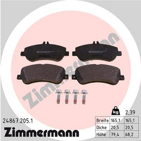 Zimmermann Brake Pad Set, 24867.205.1 24867.205.1